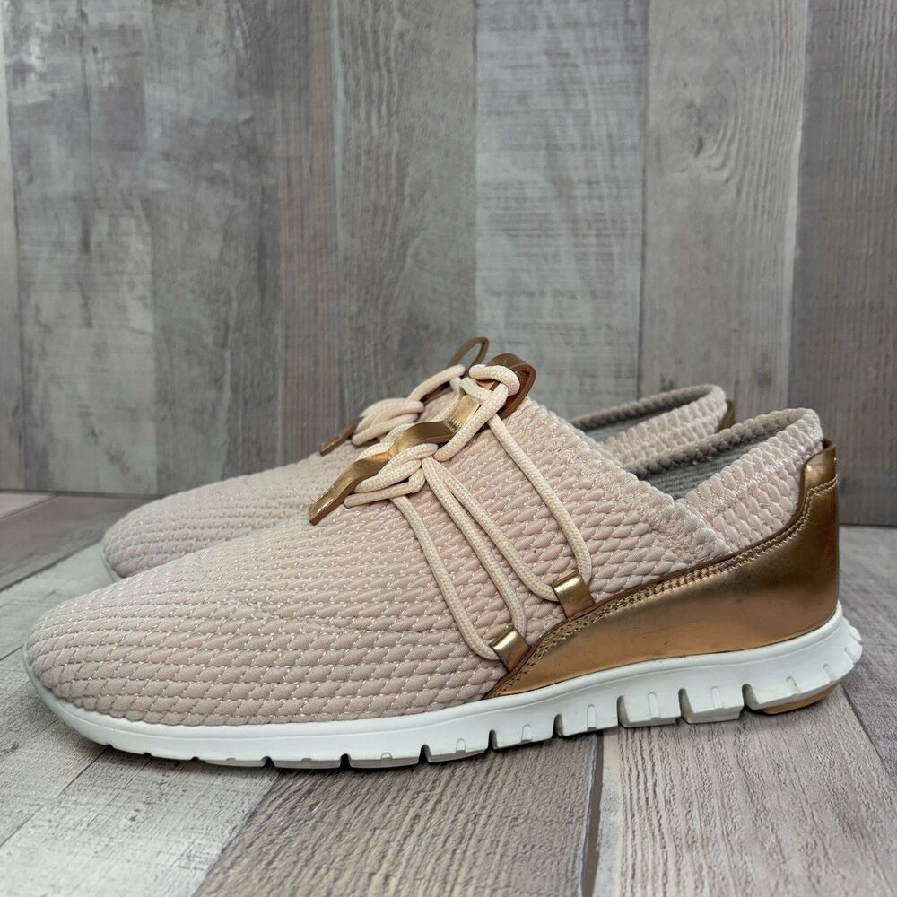 Cole Haan Zerogrand Quilted Knit Women's Size 7 Lace Up Sneakers Pink Rose Gold